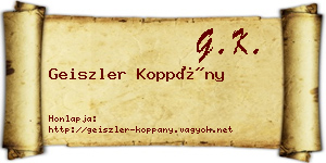 Geiszler Koppány névjegykártya
